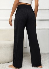 Black bottoms,Plain Color bottoms,Pocket Elastic Waist Black High Waisted Pants