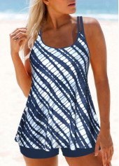 ensemble tankini imprimé tie-dye bleu poussiéreux patchwork rotita