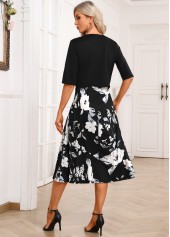 Black dresses,White dresses,Floral dresses,Plants dresses,Party dresses,Elegant dresses,ROTITA Two Piece Floral Print Black Dress and Cardigan