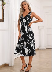 Black dresses,White dresses,Floral dresses,Plants dresses,Party dresses,Elegant dresses,ROTITA Two Piece Floral Print Black Dress and Cardigan