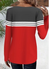 Red plus size,Dark Grey plus size,Striped plus size,Geometric plus size,ROTITA Plus Size Red Striped Round Neck T Shirt