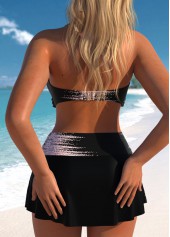 Black swimwear,Light Pink swimwear,Ombre swimwear,ROTITA Surplice Patchwork Black Ombre Bikini Set
