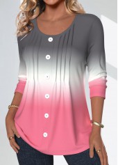 Pink tops,Grey tops,Ombre tops,ROTITA Ombre Pink T Shirt