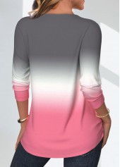Pink tops,Grey tops,Ombre tops,ROTITA Ombre Pink T Shirt