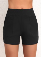 short de bain taille haute à poche noir rotita