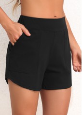 short de bain taille haute à poche noir rotita