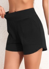 short de bain taille haute à poche noir rotita