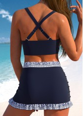 Navy swimwear,White swimwear,Tie Dye swimwear,Geometric swimwear,ROTITA Surplice Navy Tie Dye Print Bikini Set