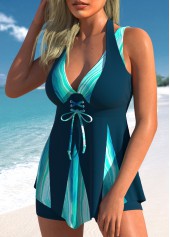 Peacock Blue swimwear,Mint Green swimwear,Marble swimwear,ROTITA Lace Up Peacock Blue Marble Print Tankini Set