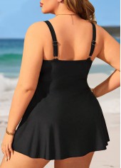 Black plus size,Plain Color plus size,ROTITA Plus Size Criss Cross Swimdress and Panty