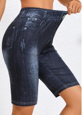 Jeansblaue Skinny-Shorts mit hoher Taille