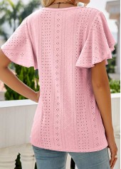 Light Pink tops,Plain Color tops,Lightweight Light Pink Round Neck Short Sleeve T Shirt