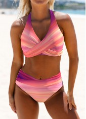Pink swimwear,Ombre swimwear,ROTITA Criss Cross Pink Ombre Bikini Set