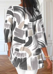 Grey tops,Graphic tops,ROTITA Two Piece Graffiti Print Grey Cardigan and Tank Top