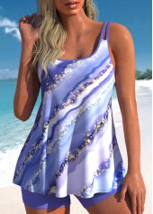 Rotita leichtes Tankini-Set mit hellviolettem Marmormuster
