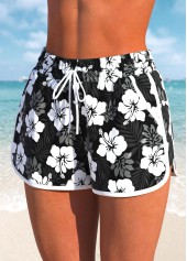 Rotita schwarze Badeshorts mit Blumendruck und hoher Taille