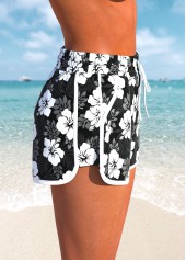 Rotita schwarze Badeshorts mit Blumendruck und hoher Taille