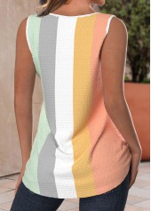Multi Color tops,Rainbow Color tops,Contrast Color tops,ROTITA Criss Cross Multi Color V Neck Tank Top