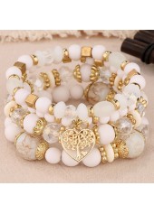 ensemble de bracelets en alliage beige coeur creux