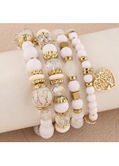 Beige jewelry,Hollow Heart Beige Alloy Bracelet Set