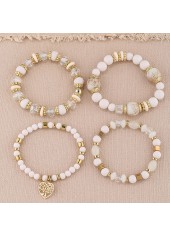 Beige jewelry,Hollow Heart Beige Alloy Bracelet Set