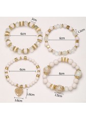 Beige jewelry,Hollow Heart Beige Alloy Bracelet Set