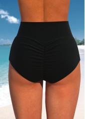 bas de bikini taille haute noir à large ceinture rotita