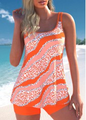 Rotita-Tankini-Set mit Kontrastbindung und orangefarbenen Streifen