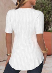 White tops,Plain Color tops,ROTITA Textured Fabric White Heart Collar Fake Two Piece Twinset