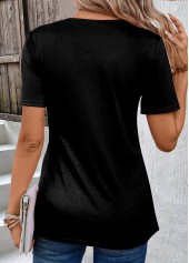 Pink tops,Black tops,Graphic tops,ROTITA Fake 2in1 Graffiti Print Pink Round Neck T Shirt