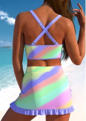 Multi Color swimwear,Rainbow Color swimwear,Striped swimwear,Geometric swimwear,ROTITA Criss Cross Multi Color Bikini Set