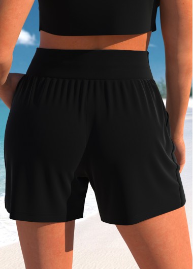 Black swimwear,Plain Color swimwear,ROTITA Black Light Weight High Waisted Beach Shorts