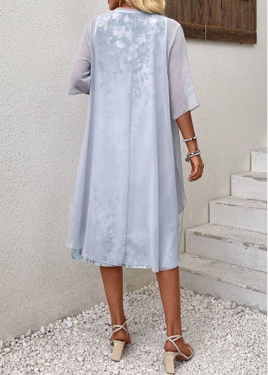 Light Blue dresses,Floral dresses,Plants dresses,Everyday dresses,Casual dresses,Two Piece Floral Print Light Blue Shift Dress