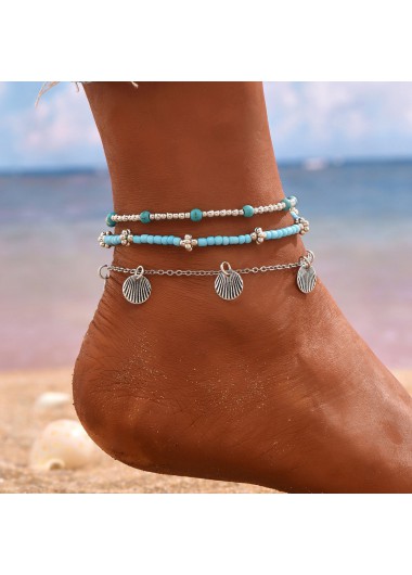 Turquoise jewelry,Contrast Color jewelry,Turquoise Iron Baded Design Anklet Set