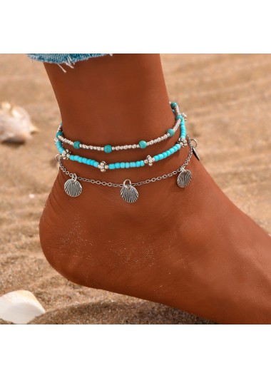 Turquoise jewelry,Contrast Color jewelry,Turquoise Iron Baded Design Anklet Set