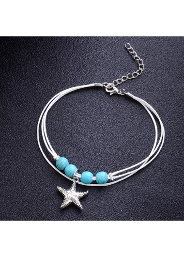 Mint Green jewelry,Mint Green Layered Starfish Polyresin Anklet