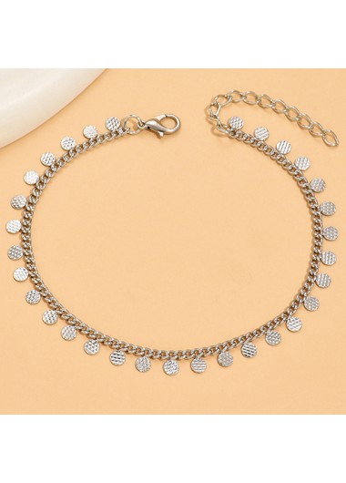 Silvery White jewelry,Geometric jewelry,Geometric Round Silvery White Alloy Anklet