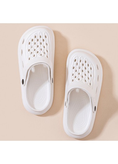 White shoes,Plain Color shoes,White Cut Out Falt Closed Toe Sliders