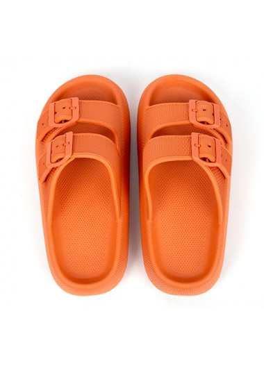 Orange shoes,Plain Color shoes,Orange Low Heel Open Toe Sliders