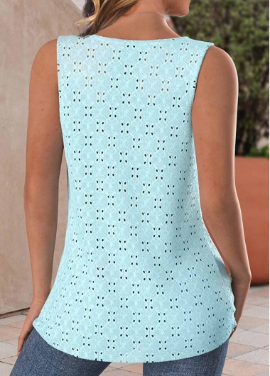 Light Blue tops,Plain Color tops,ROTITA Twist Light Blue V Neck Sleeveless Tank Top