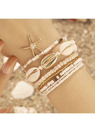 Beige jewelry,Contrast Color jewelry,Bohemian Layered Beige Seashell Alloy Bracelet