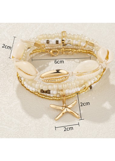 Beige jewelry,Contrast Color jewelry,Bohemian Layered Beige Seashell Alloy Bracelet