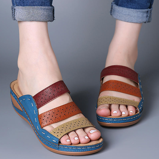 Peacock Blue shoes,Contrast Color shoes,Peacock Blue Mid Heel Peep Toe Sliders