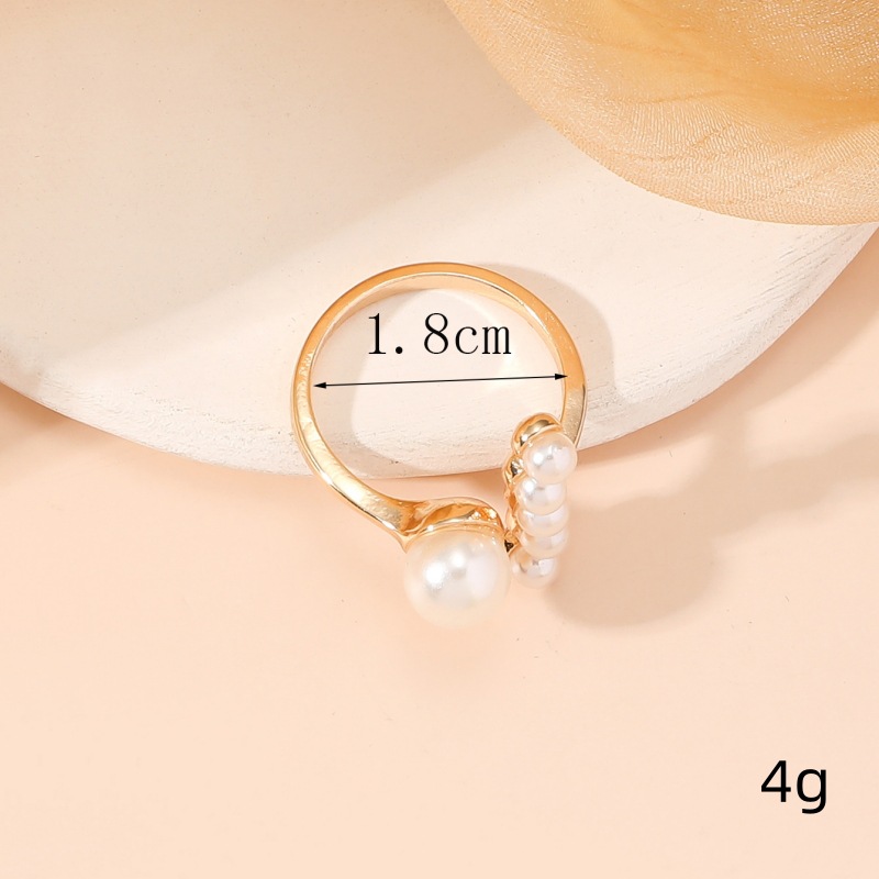 Gold jewelry,Gold Pearl Detail Open Alloy Ring