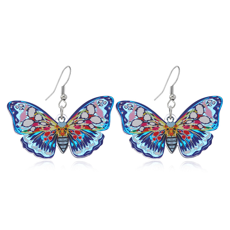 Boucles d'oreilles en plastique multicolores design papillon