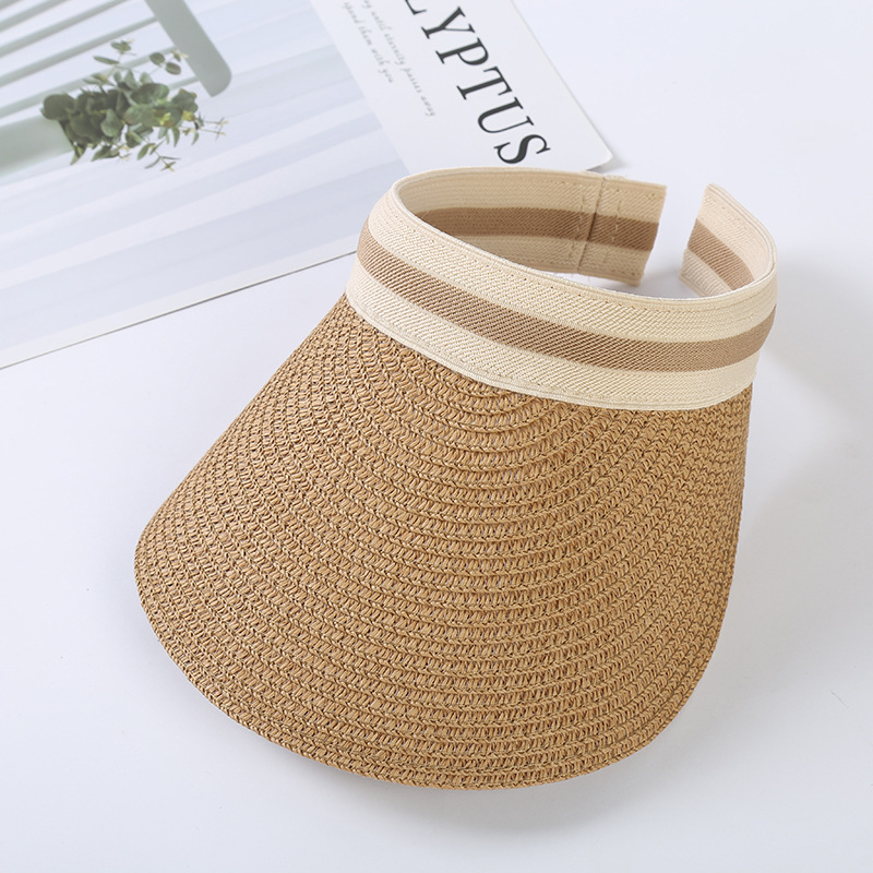 Dark Camel accessories,Striped accessories,Geometric accessories,Contrast Striped Dark Camel Visor Hat
