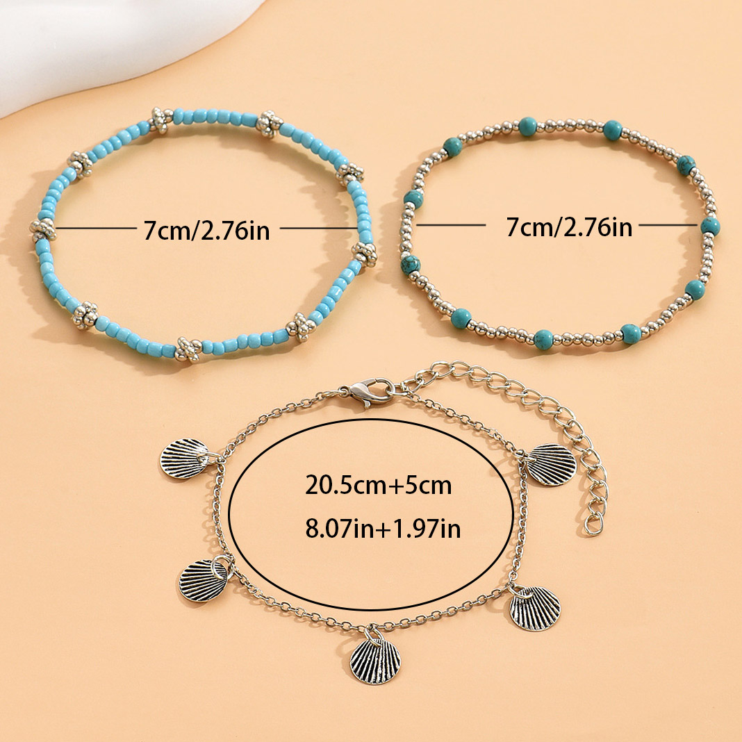 Turquoise jewelry,Contrast Color jewelry,Turquoise Iron Baded Design Anklet Set