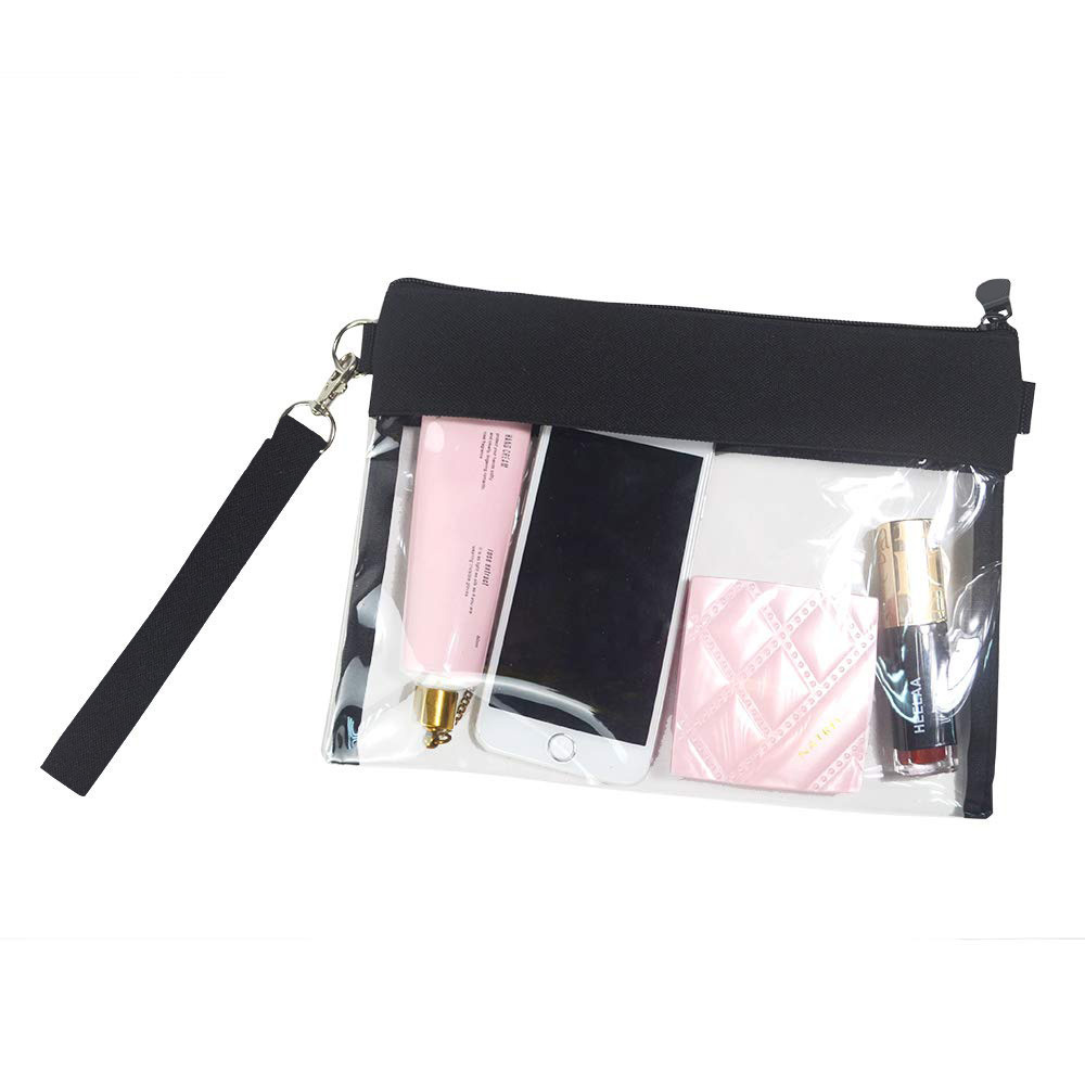 Black accessories,Plain Color accessories,Transparent PVC Black Zip Crossbody Bag