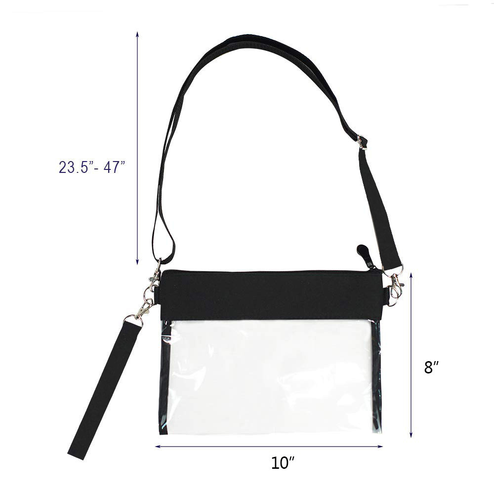 Black accessories,Plain Color accessories,Transparent PVC Black Zip Crossbody Bag