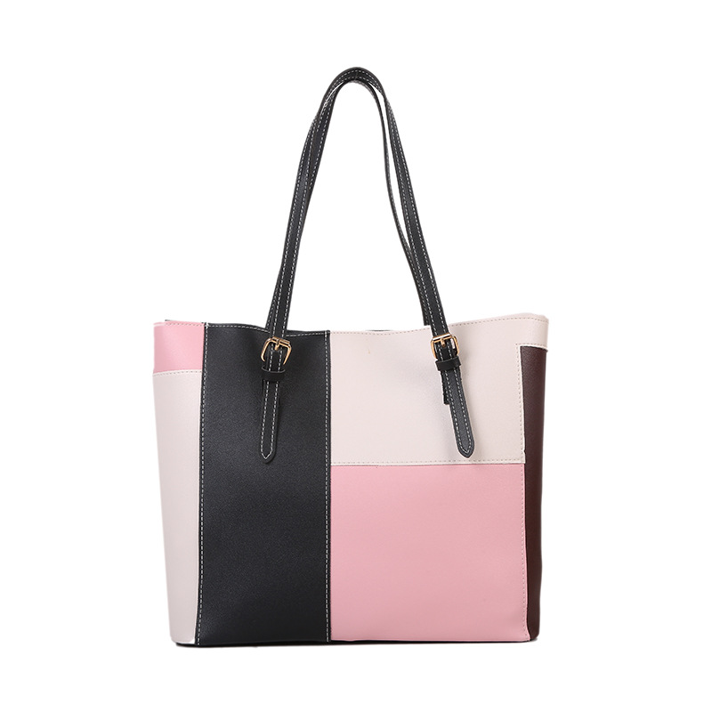 Geometric Print Pink Zip Shoulder Bag